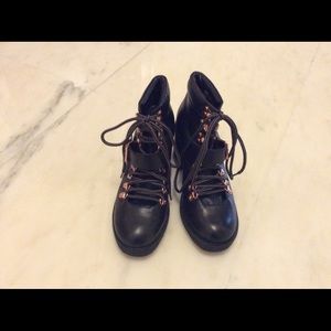 Topshop Combat Ankle Boots Rose Gold Metal EU38